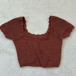 Abercrombie & Fitch cotton crop crochet top - size small